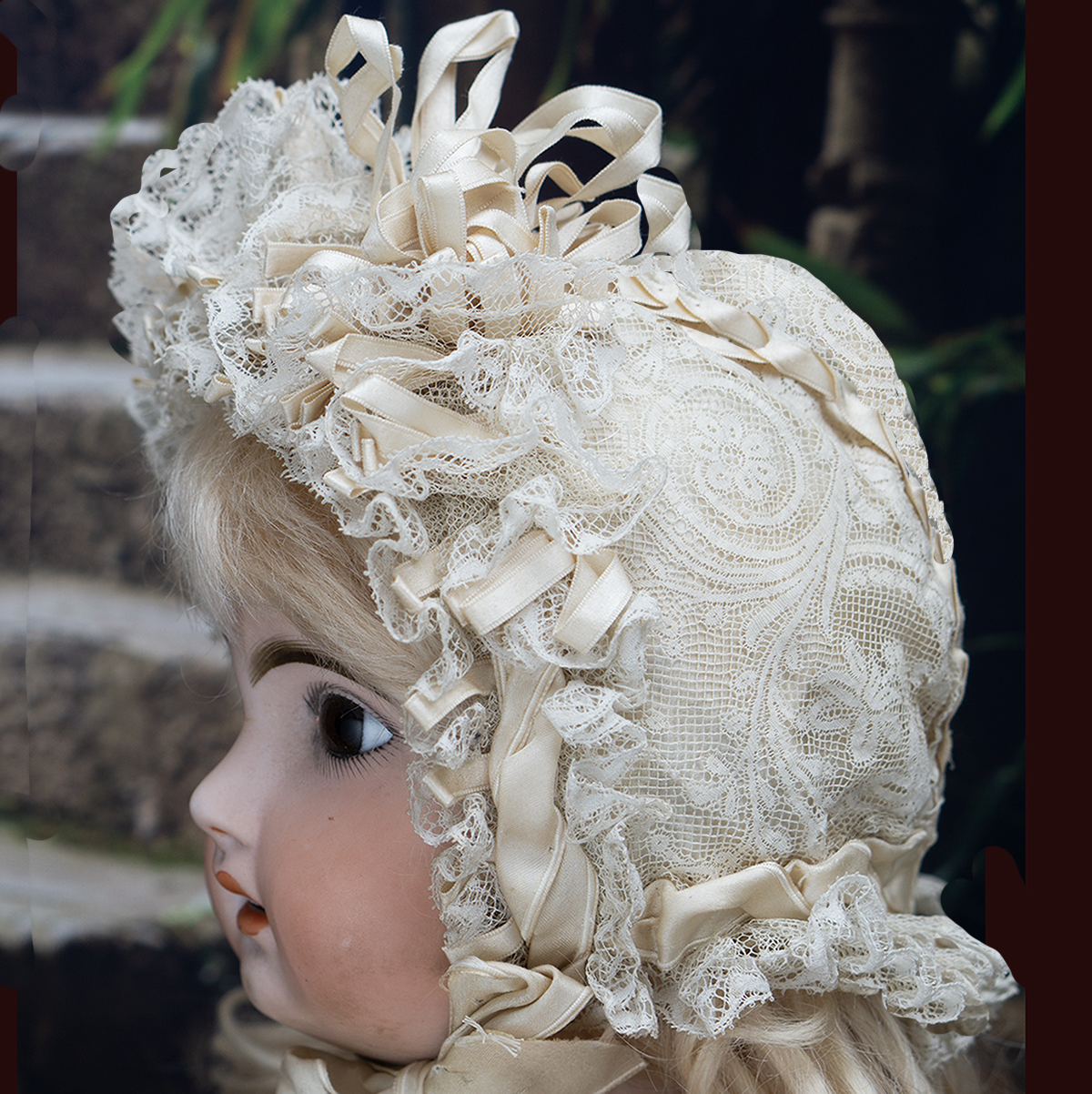 Antique doll bonnet