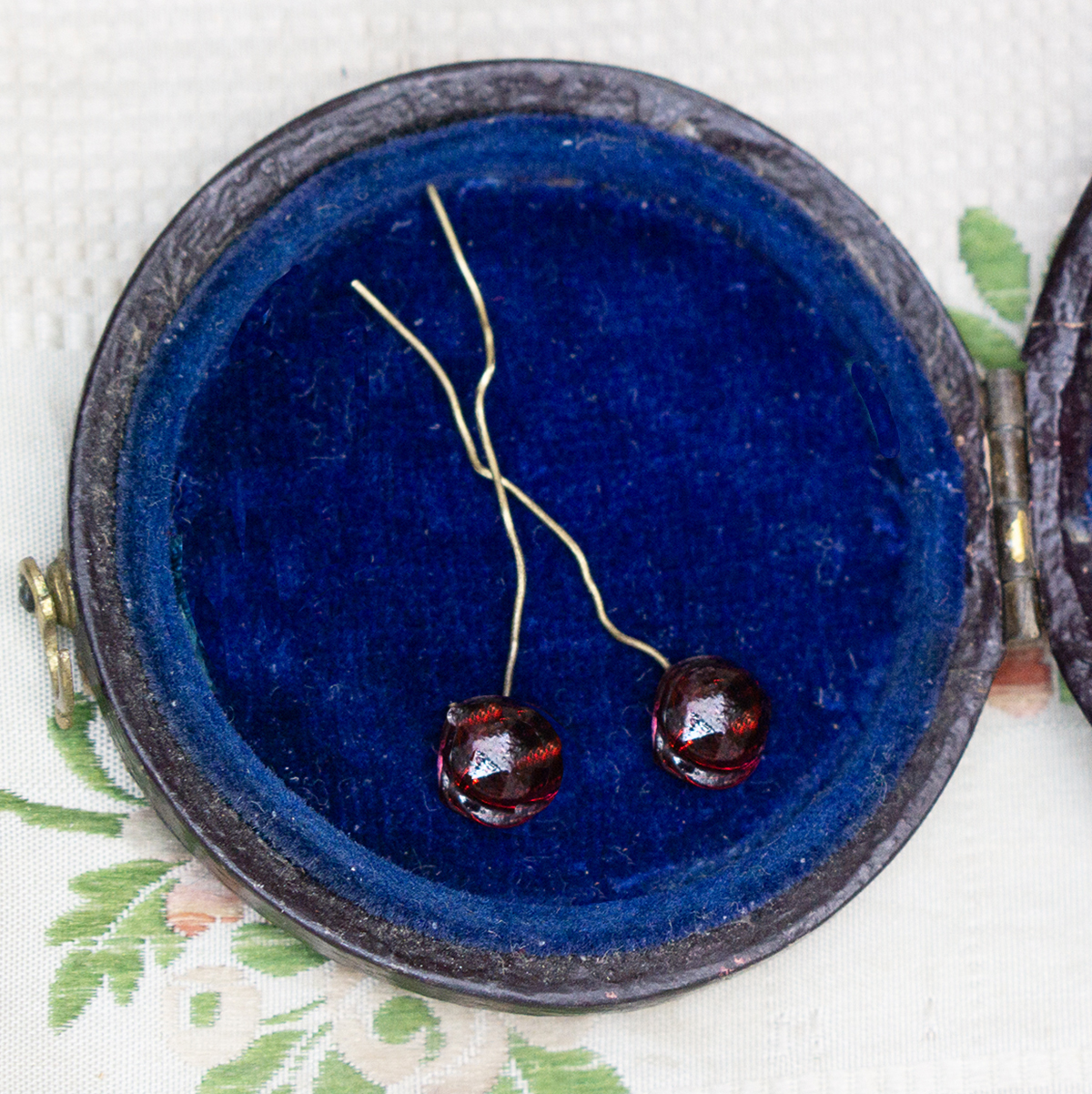 Antique red glass earrings