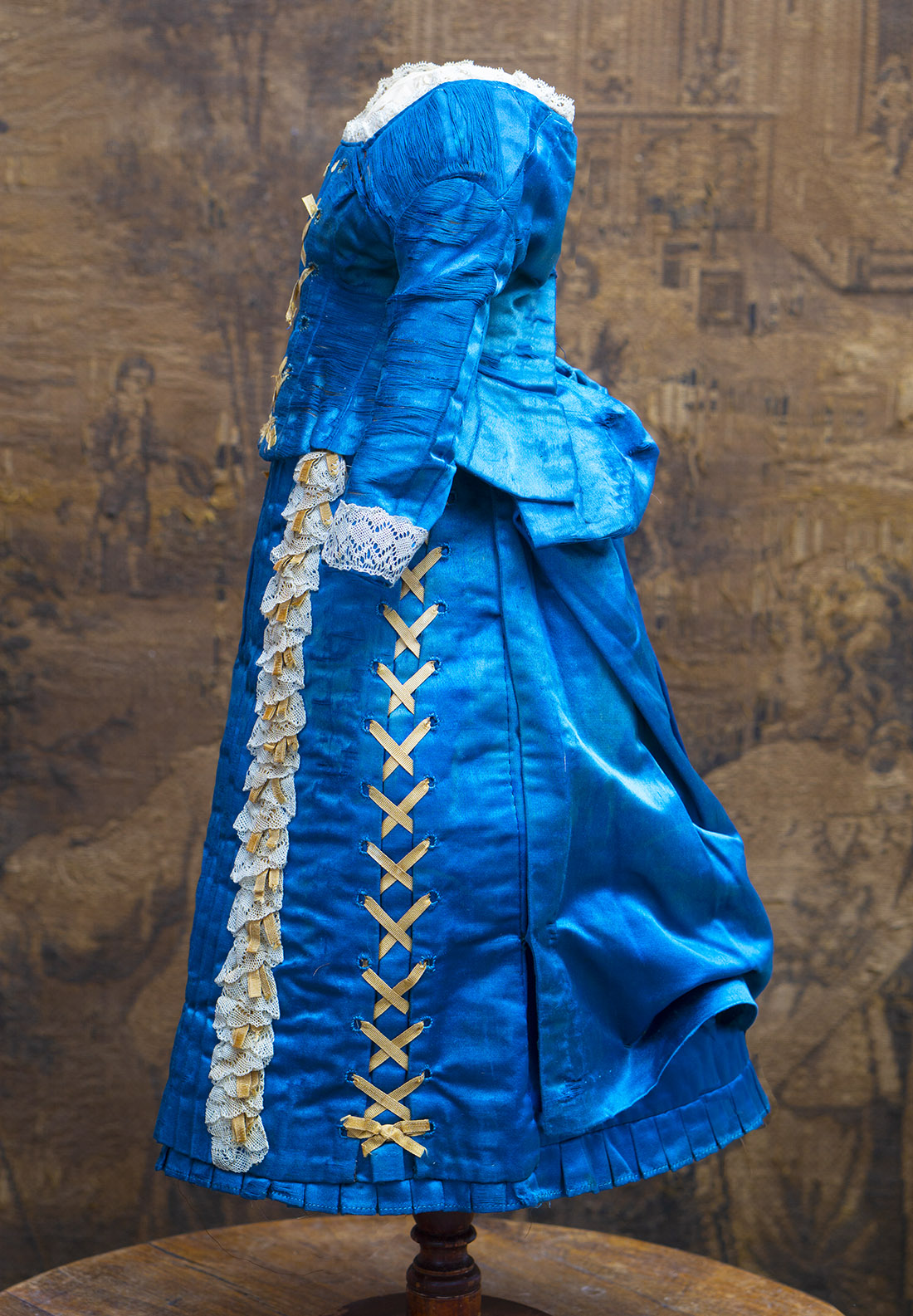 Rare All Original Blue Satin Duchesse Ensemble for large fashion doll ...